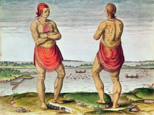 Admiranta Narratio..., Jefe Roanoack (página 57, placa 7), 1585-1588 de Theodore de Bry